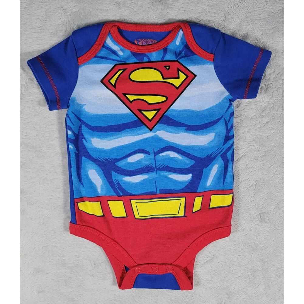 DC Comics Superman‎ Hero Blue Red Yellow Bodysuit Baby Infant 0/3M